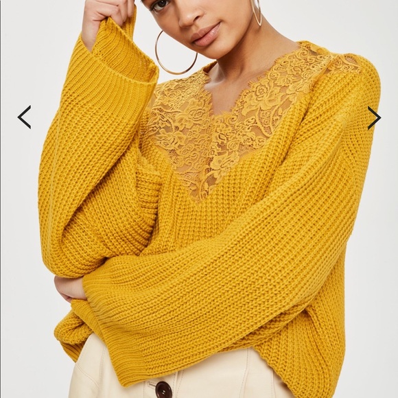 Topshop Sweaters - Topshop Lace detail crop sweater size 8